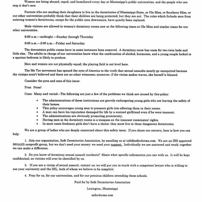 Letter published in Clarion Ledger January 2022 | Safe Dormitories Association Gallery Image